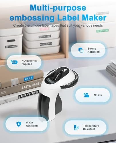Label Maker, Manual Embossing Label Maker with 6 Tapes for School Supplies - Image 2