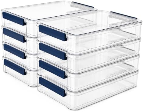 CATOOMUU 8-Pack 9x13 Clear Plastic Project Case, Stackable Storage Box by CATOOMUU