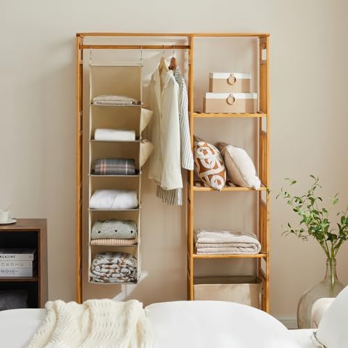 YOUDENOVA Hanging Closet Organizer and Storage, 6-Shelf, 2 Packs, Beige - Image 2
