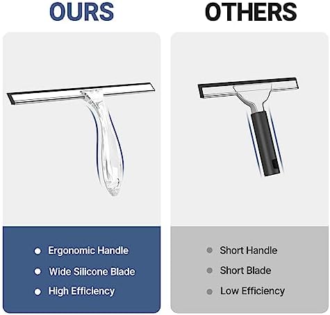 AmazerBath Squeegee for Shower Glass Door, Shower Squeegee for Glass Doors - All-Purpose Squeegee with Hook for Shower Doors, Windows, Mirrors, Tiles and Car Glass, 12 Inches - Clear (Pack of 2) - Image 3