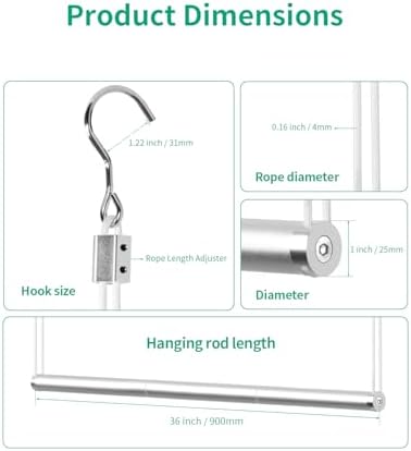 BaiNong Adjustable Closet Hanging Rod 36" Silver Closet Rod Extender - Image 4