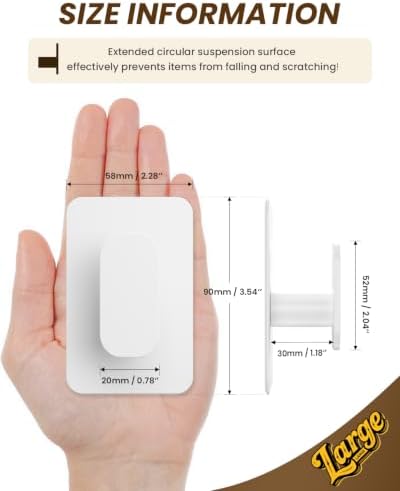 Large Heavy Duty Wall Hooks - 26lb Max, Stainless Steel Adhesive Towel Hooks for Hanging Towel, Coat, Robe, Hat, Sticky Towel Holder for Wall Mount in Bathroom, Shower, Kitchen (White, 4 Pack) - Image 3