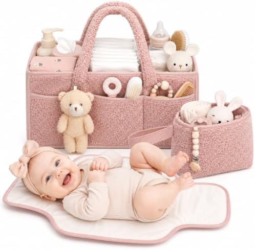 PeraBella Baby Diaper Caddy Organizer, Nursery Storage Baby Basket 3Pcs Set by PeraBella