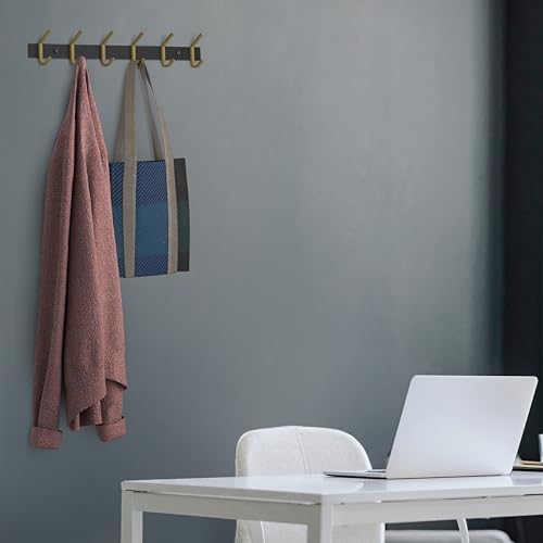 Coat Rack Wall Mount – Black and Gold Hook Rail with 6 Double Coat Hooks, 17 Inch Stainless Steel Wall Hooks for Entryway, Bathroom, Bedroom, Closet, Towel, Hat, Bag, Heavy Duty Organizer - 2 Pack - Image 4