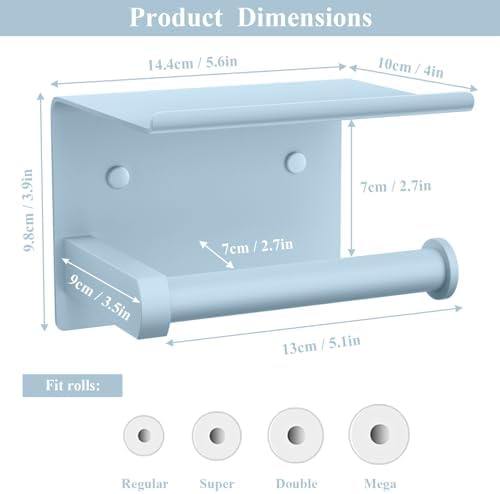Toilet Paper Holder with Shelf Wall Mounted Toilet Paper Roll Dispenser - Image 3