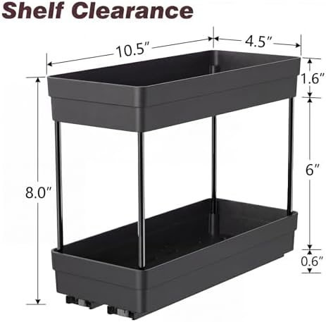 Pull Out Spice Rack,2 Pack 2-Tier Cabinet Organizer, Black - Image 5