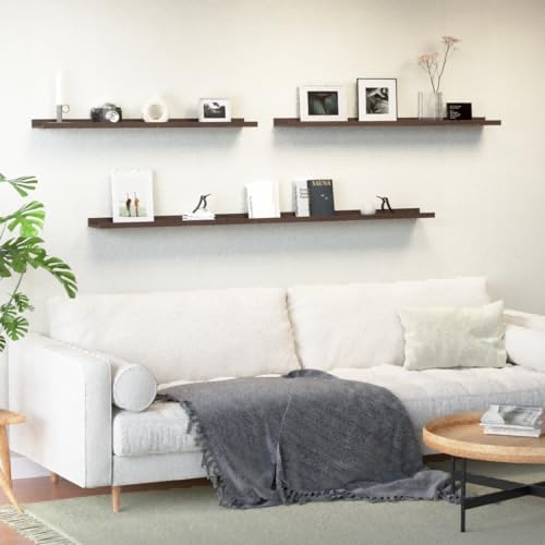 Boswillon Floating Shelves Set of 2, Long Wall Shelf with Lip, 56in, Walnut - Image 2