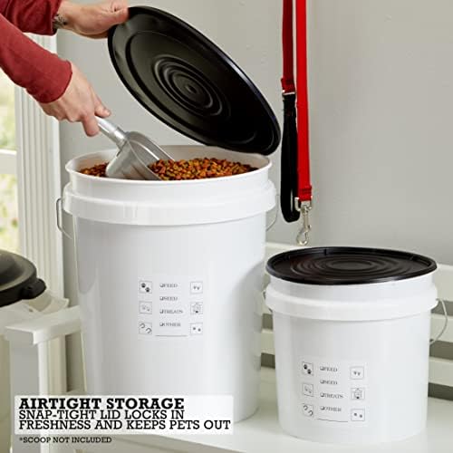 United Solutions 5 Gallon Airtight Pet Food Storage, 2 Pack, White/Black - Image 3