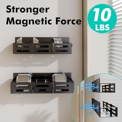 SETBAOO 6 Pack Magnetic Spice Rack for Refrigerator Set, Black Magnetic Shelf and Fridge Kitchen Cabinet Organizers Storage Seasoning Organization Mini Shelves. - Image 3