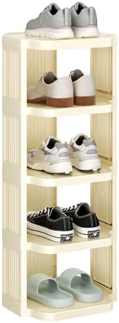 Kitstorack Vertical Shoe Rack: 5 Tiers Stackable Shoe Rack for Closet DIY Free Standing Shoe Organizer Small Shoe Shelf for Small Spaces and Narrow Spaces Plastic, White by Kitstorack