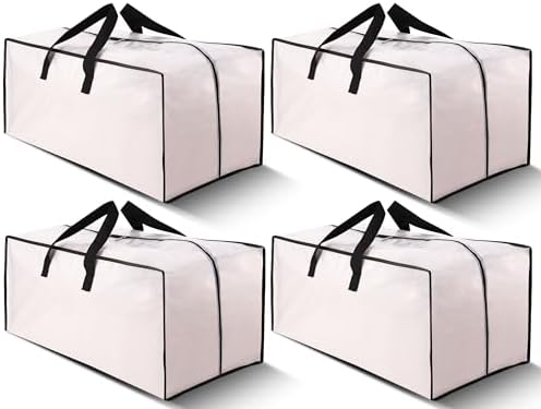 Cosy Family 4 Pack Heavy Duty Extra Large Moving Bags with Backpack Straps - Strong Handles & Zippers, Storage Totes For Space Saving, Fold Flat, Alternative to Moving Box (Set of 4, Clear) by Cosy+Family