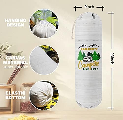 Happy Campers Grocery Bags Holder Organizer, Wall Mount Plastic Bags Storage Container Dispenser, Gift For Family And Friends - Image 2