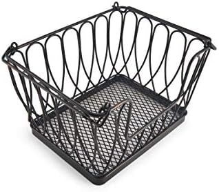 Gourmet Basics by Mikasa Loop and Lattice Stacking/Nesting Rectangular Metal Basket, Antique Black - Image 2