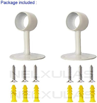 Stainless Steel Heavy Duty Closet Rod,Curtain Rod End Supports Socket with Matching Screws (1-1/2 INCH, White) - Image 3