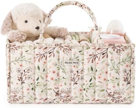 Blissful Diary Floral Diaper Caddy Organizer Storage Basket, Pastoral Daisy by BlissfulDiary