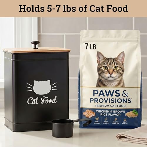 Cat Food Container with Scoop 5-7 lb (25 Cup), with Airtight Bamboo Lid - Image 3