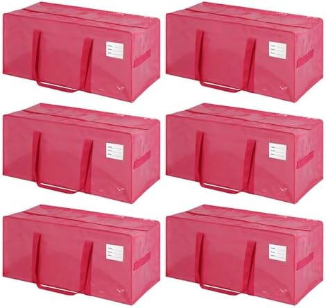JCBZAMZ 6 Pack Heavy Duty Extra Large Moving Bags with Handles,Waterproof Foldable Storage Totes, Clothing Storage Bags, Packing Moving Boxes for College Supplies, Pink by JCBZAMZ