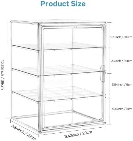 HBlife Baby Bottle Storage Organizer for Countertop Cabinet, 4 Tiers Adjustable Clear Acrylic Bottles Storage Station Case Box Container with 3 Removable Dividers and Magnetic Door, X-Large - Image 3