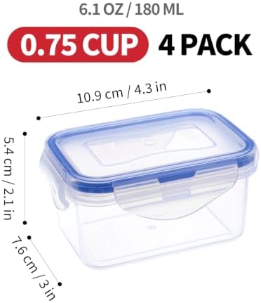 KIGI Small Food Storage Containers, BPA-Free Plastic, 4 Pack (0.75 Cup) - Image 2