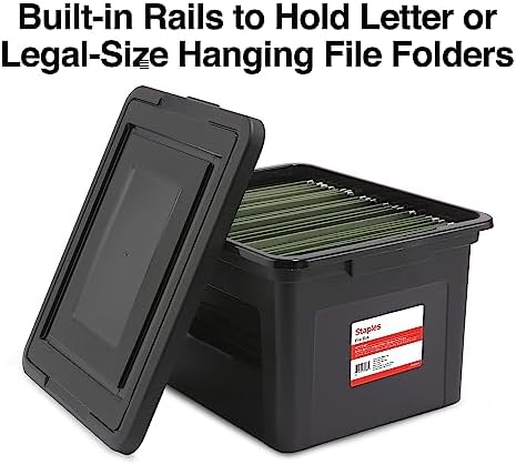 Staples Hanging File Folder Box, Storage Bin Organizer, Snap Lid - Image 2