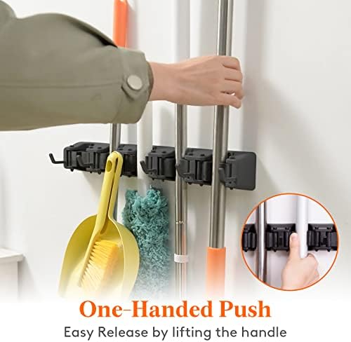 Lifewit Mop and Broom Holder Organizer Wall Hanging Mount, Black, 1 Pack - Image 3