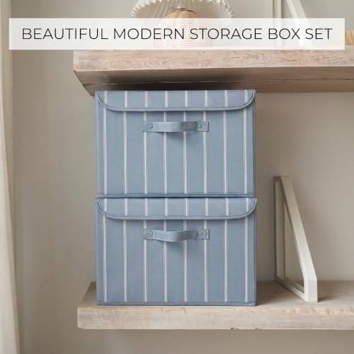 Decorative Linen Storage Boxes with Lids - Spacious Set of 2 Organizer Bins - Image 4