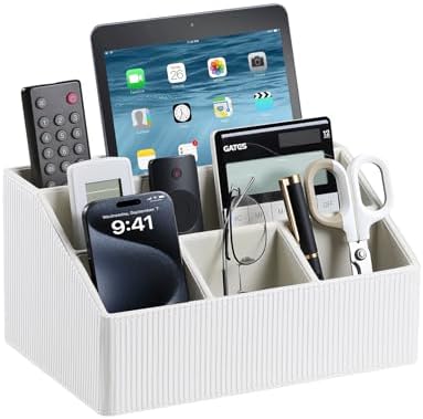 PU Leather Desk Organizer, Remote Control Holder (Ivory) by MEIBOOCH