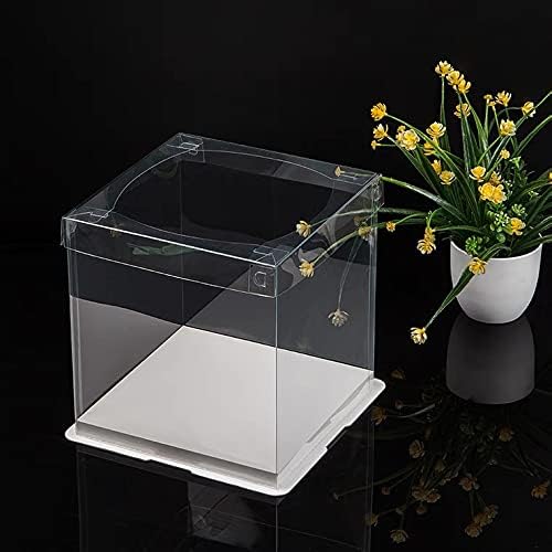 XININSUN 6Pcs clear cake boxes with Ribbon, 6inch cake boxes for Christmas Bakery Treat,Holiday Pastries,Gift Giving-White