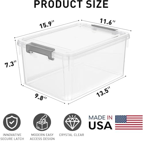 Citylife 17 QT Clear Storage Bins with Lids 1 Pack Plastic Storage Bins - Image 2