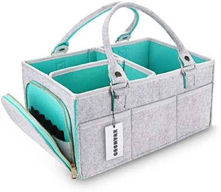 XUANGUO Large Baby Diaper Caddy Organizer, Felt Basket with Handles, Green by XUANGUO