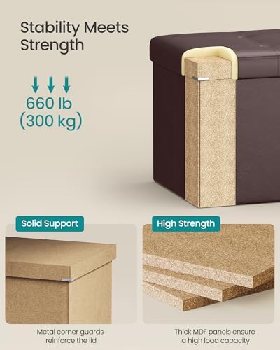 SONGMICS Storage Ottoman Bench, 30 Inches Folding Foot Rest Stool - Image 5