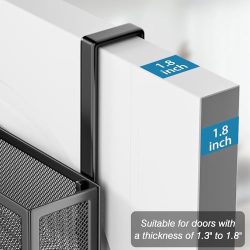 Over the Door Hooks,Door Hanger Organizer Fits Doors 1 3/4" Black - Image 3