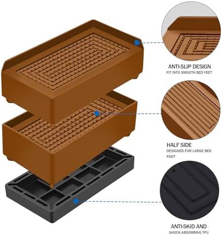 ANNKUT Furniture Risers 3 inch, Rectangle Adjustable Risers Blocks for Bed Sofa Table and Couch Lift to 1.5 or 3 inch，Heavy Duty Support Up to 1,300 Lbs (4 Pack-Brown) - Image 2