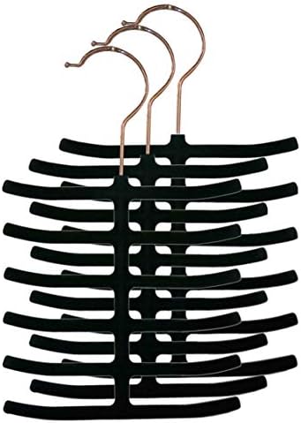 3-Pack Non-Slip Velvet Tie Hanger Organizer Rack by Home Basics | 360° Rotatable Hook | Holds 12 Ties Each | Versatile for Belts and Scarves | Slim Design by HomeBasics