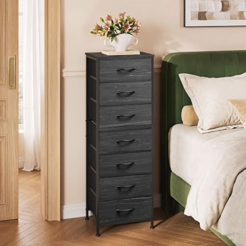 WLIVE Tall Dresser for Bedroom, 7 Drawer Dresser, Black Wood Grain - Image 4