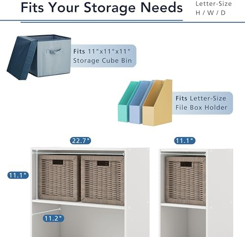 Homes: Inside + Out Apexa 6-Cube Storage Organizer Shelves, Stackable Wood Bookcase Fits Cubby Bins for Organization, Dorm Teen Room Decor & Home Office, Light Pink - Image 4