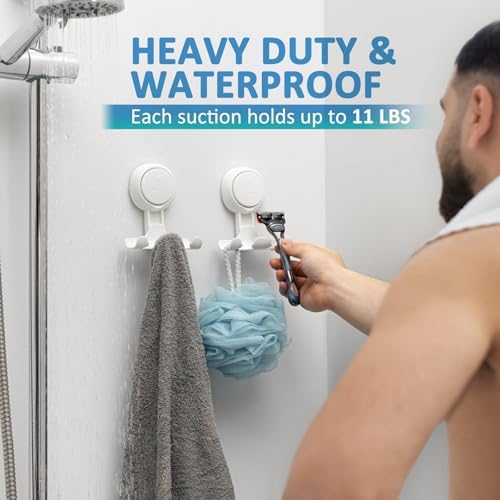 TAILI No Drill Powerful Suction Cup Razor Holder for Shower 2 Pack, White - Image 3