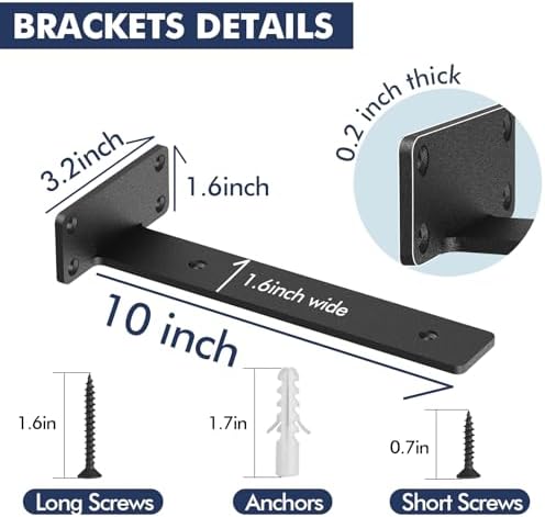 Starunder 10 Inch Floating Shelf Brackets,10 Pack L‑Shape Shelf Supports - Image 6