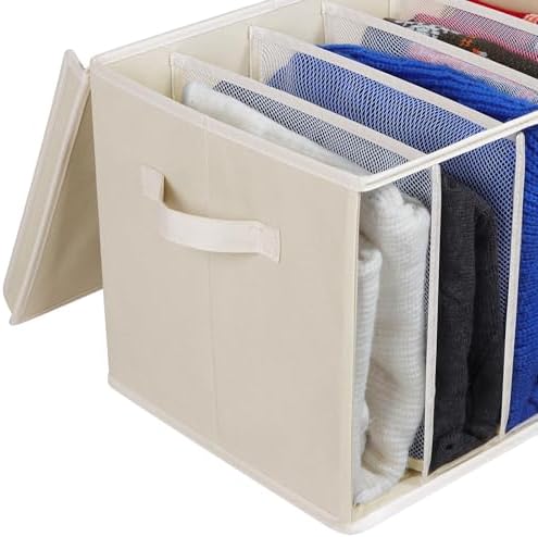 Zilink Wardrobe Organizer Sweater Organizer for Closet Shelf, Beige, 3 Pack - Image 3