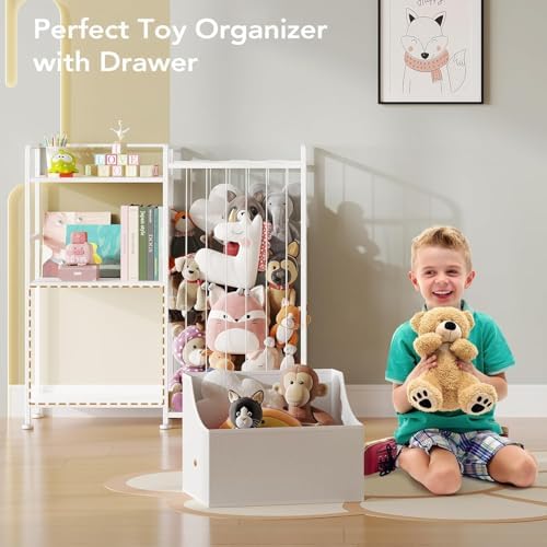 BBLIKE Toy Storage Organizer, Stuffed Animal Storage with Toy Bin, White - Image 4