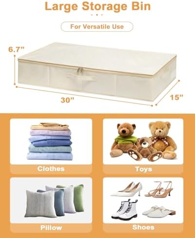 punemi Sturdy Under Bed Wedding Dress Storage Box, 3Pack, Beige - Image 5