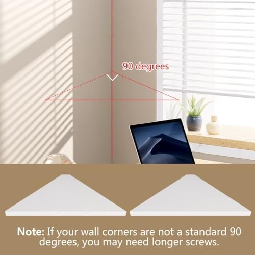 evron Corner Mounting Shelf Set of 2 – Easy to Install Floating Wall Shelves with Wood Grain Finish, Durable and Waterproof ABS Plastic for Kitchen, Bathroom, Living Room Home Décor - Image 6
