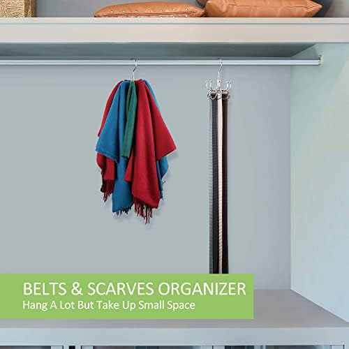 Belt Hanger for Closet, Rotating Belt Organizer, Holds 24 Belts, Silver - Image 6