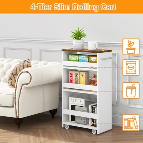 IBUYKE Slim Storage Cart Skinny Rolling Cart Utility Trolley UWST005W-L - Image 5