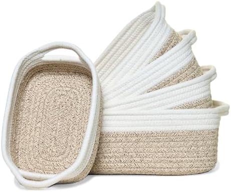 Basket Set for Organizing, Woven Rope Storage Baskets for Shelves by KODOMOORE