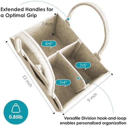 Cute Castle 2 Pack Diaper Caddy Organizer - Portable Baby Caddy Organizer with Handle, Nursery Storage Bin and Car Organizer for Girls, Boys - Baby Gift Basket - Oatmeal - Image 2