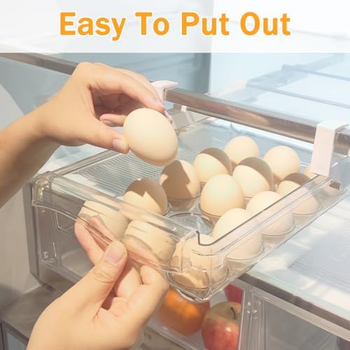 URALFA 2PCS Fridge Drawer Organizer and Egg Holder For Refrigerator - Image 2