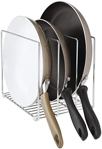 mDesign 3 Slot Tray and Pan Rack — Metal Wire Rack for Pantry and Kitchen Storage — Freestanding Pan Lid Holder Also for Baking Trays and Crockery – Silver - Image 6