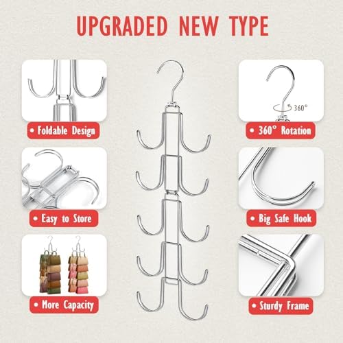 Purse Organizer for Closet: Upgraded Purse Hanger with 10 Big Hooks - Image 2