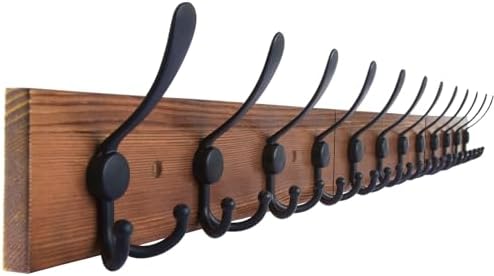 Wall Mount Coat Rack 47.3'' Burnt Brown Hanger - Rustic Towel Rack for Bathroom, Living Room - Hooks for Coats, Hats, Clothes by Homagic